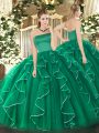 Fashionable Dark Green Sleeveless Tulle Zipper Sweet 16 Quinceanera Dress for Military Ball and Sweet 16 and Quinceanera