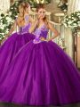 Straps Sleeveless Tulle Sweet 16 Quinceanera Dress Beading Lace Up