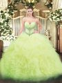 Floor Length Yellow Green 15 Quinceanera Dress Sweetheart Sleeveless Lace Up