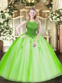 Charming Sleeveless Tulle Zipper 15 Quinceanera Dress for Military Ball and Sweet 16 and Quinceanera