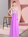 Pretty Lilac Chiffon Zipper V-neck Sleeveless Floor Length Casual Dresses Lace