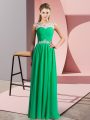 Suitable Green Chiffon Clasp Handle Scoop Sleeveless Floor Length Prom Evening Gown Beading