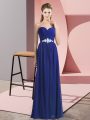 Modern Sweetheart Sleeveless Lace Up Prom Party Dress Blue Chiffon