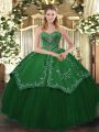 Dramatic Taffeta and Tulle Sleeveless Floor Length Quinceanera Gown and Beading and Pattern