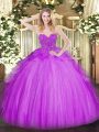 Tulle Sleeveless Floor Length Quinceanera Dresses and Lace