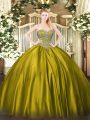 Graceful Floor Length Ball Gowns Sleeveless Olive Green Sweet 16 Dresses Lace Up