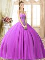 Beading Sweet 16 Dress Lilac Lace Up Sleeveless Floor Length