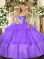 New Arrival Ball Gowns Quinceanera Gown Lavender Sweetheart Tulle Sleeveless Floor Length Lace Up
