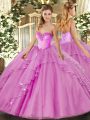 Amazing Floor Length Lilac 15th Birthday Dress Sweetheart Sleeveless Lace Up