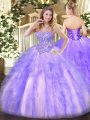 On Sale Ball Gowns Quinceanera Gowns Lavender Sweetheart Tulle Sleeveless Floor Length Lace Up