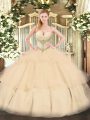 Floor Length Ball Gowns Sleeveless Champagne Sweet 16 Quinceanera Dress Lace Up
