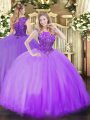 Lilac Sleeveless Beading Floor Length Quinceanera Dress