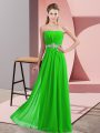 Sleeveless Floor Length Beading Lace Up Juniors Party Dress with Green