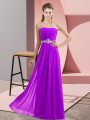 Eggplant Purple Sleeveless Chiffon Lace Up Evening Dress for Prom and Party