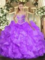 Exquisite Floor Length Ball Gowns Sleeveless Lavender Vestidos de Quinceanera Lace Up