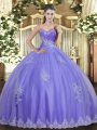 Best Floor Length Lavender Quinceanera Gowns Sweetheart Sleeveless Lace Up