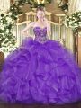 Ball Gowns Vestidos de Quinceanera Lavender Sweetheart Organza Sleeveless Floor Length Lace Up