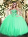Beauteous Ball Gowns Sweet 16 Dresses Apple Green Sweetheart Tulle Sleeveless Floor Length Lace Up