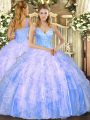 Tulle Sleeveless Floor Length 15 Quinceanera Dress and Beading and Ruffles