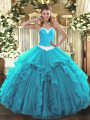 Free and Easy Sleeveless Appliques and Ruffles Lace Up Sweet 16 Dress
