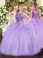 High End Lavender Scoop Lace Up Beading 15 Quinceanera Dress Sleeveless