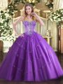 Pretty Floor Length Ball Gowns Sleeveless Purple Sweet 16 Quinceanera Dress Lace Up