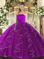 Ruffles Quinceanera Dress Purple Lace Up Sleeveless Floor Length