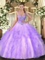 Fashionable Tulle Sleeveless Floor Length Quinceanera Gown and Beading and Ruffles