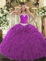 Superior Sleeveless Appliques and Ruffles Lace Up 15th Birthday Dress