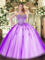 Lavender Sweetheart Neckline Beading and Appliques Quinceanera Gown Sleeveless Lace Up