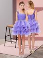 Luxurious Mini Length A-line Sleeveless Lavender Homecoming Dress Lace Up