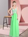 Sweet Apple Green Sleeveless Floor Length Lace Zipper Party Dress Wholesale