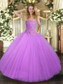 Delicate Ball Gowns Quinceanera Gown Lilac Sweetheart Tulle Sleeveless Floor Length Lace Up