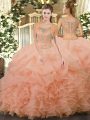 Enchanting Sleeveless Beading and Ruffled Layers Clasp Handle 15 Quinceanera Dress