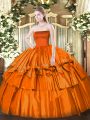 Orange Red Organza Zipper Sweet 16 Dresses Sleeveless Floor Length Ruffled Layers