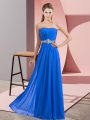 Glorious Sleeveless Floor Length Beading Lace Up Party Dress Wholesale with Blue