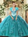 Sleeveless Lace Up Floor Length Beading 15 Quinceanera Dress