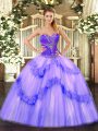 Enchanting Lavender Sleeveless Tulle Lace Up Vestidos de Quinceanera for Sweet 16 and Quinceanera