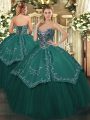 Delicate Taffeta and Tulle Sleeveless Floor Length Quinceanera Gown and Beading and Embroidery