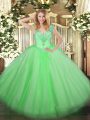 Glamorous Sleeveless Tulle Lace Up Ball Gown Prom Dress for Military Ball and Sweet 16 and Quinceanera