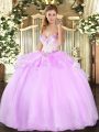 Sumptuous Floor Length Ball Gowns Sleeveless Lilac Quinceanera Gown Lace Up