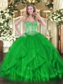 Beauteous Floor Length Green Quinceanera Dresses Sweetheart Sleeveless Lace Up