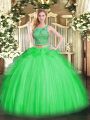 New Arrival Lace Up Scoop Beading and Ruffles Sweet 16 Quinceanera Dress Tulle Sleeveless