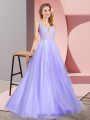 Tulle Sleeveless Floor Length Evening Dress and Lace