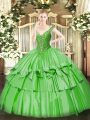 Ball Gowns Beading and Ruffled Layers Quinceanera Gowns Lace Up Organza and Taffeta Sleeveless Floor Length