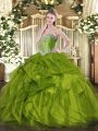 Floor Length Olive Green Quinceanera Dresses Sweetheart Sleeveless Lace Up