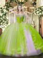 Captivating Yellow Green Lace Up Sweetheart Beading and Ruffles Quinceanera Dress Tulle Sleeveless