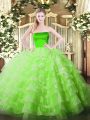 Clearance Sleeveless Tulle Floor Length Zipper 15th Birthday Dress in with Ruffled Layers