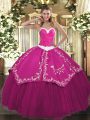On Sale Fuchsia Quinceanera Dresses Military Ball and Sweet 16 and Quinceanera with Appliques and Embroidery Sweetheart Sleeveless Lace Up