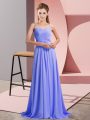 Custom Designed Sweep Train Empire Dress for Prom Lavender Spaghetti Straps Chiffon Sleeveless Backless